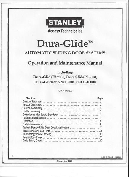 Stanley Dura Glide Operation Manual 